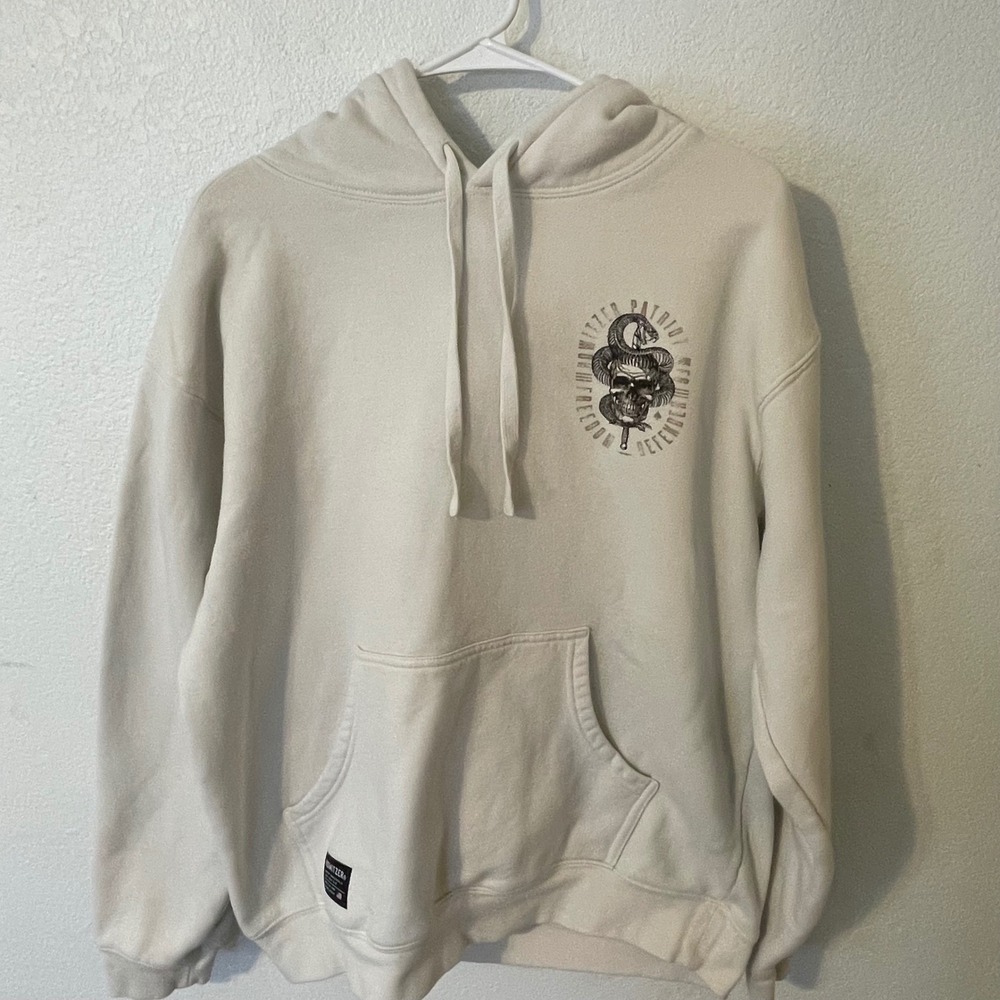 Howitzer Patriot Co Mens Graphic Hoodie Skull Snake  Sweatshirt Beige